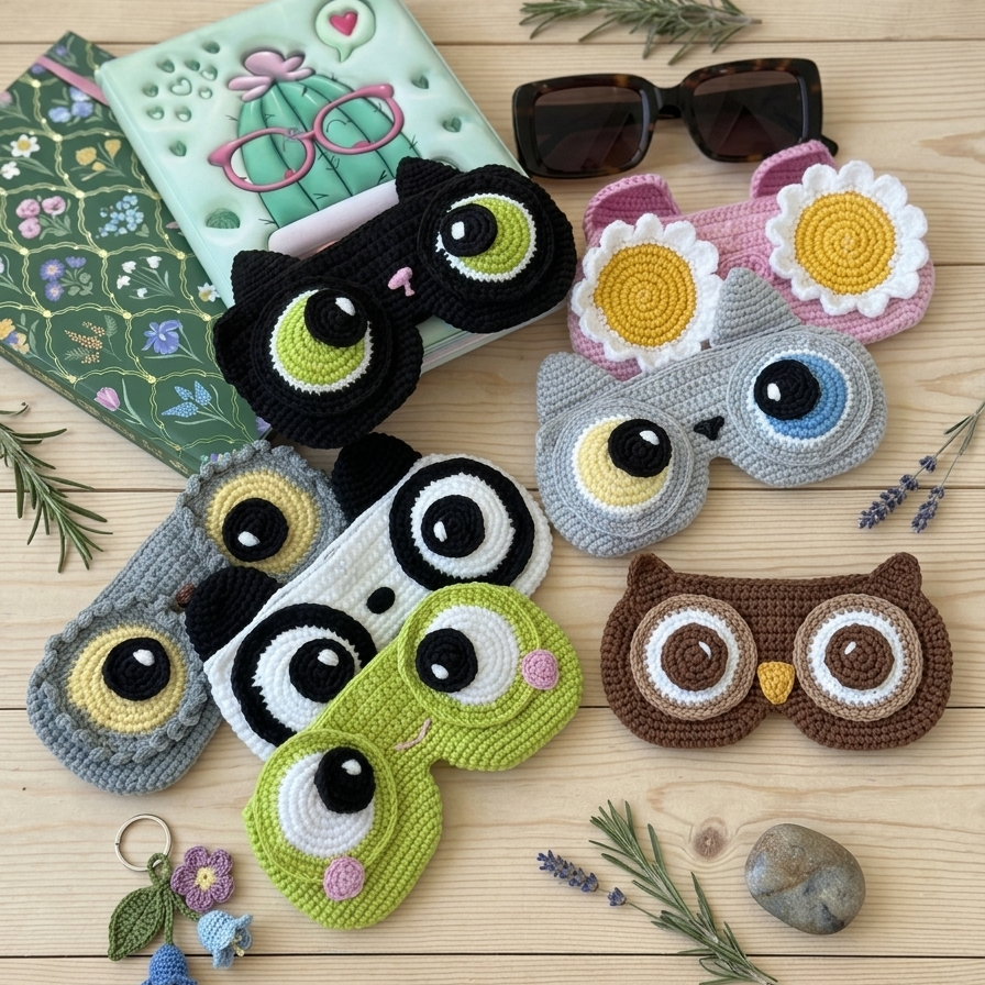 Cute crochet eyeglass holder patterns for handmade animal glasses cases