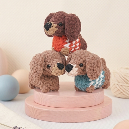 Amigurumi dachshund dog PDF crochet pattern for beginners and gift makers