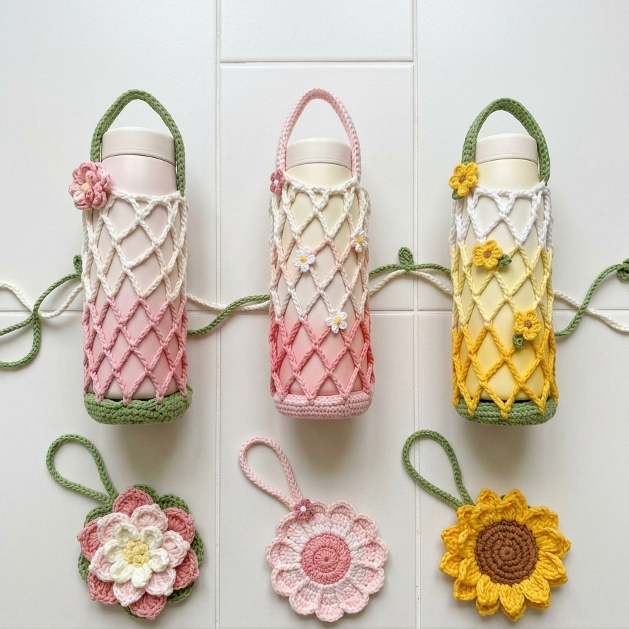 3 in 1 floral foldable mesh bag crochet pattern