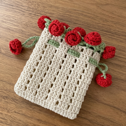 Handmade crochet rose bag