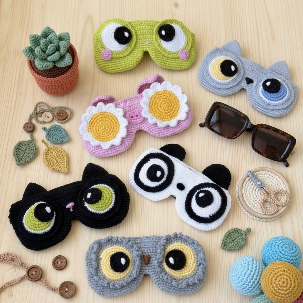 Amigurumi animal glasses case crochet pattern bundle for sunglasses and eyeglasses