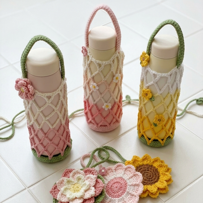Handmade floral mesh tote crochet PDF pattern