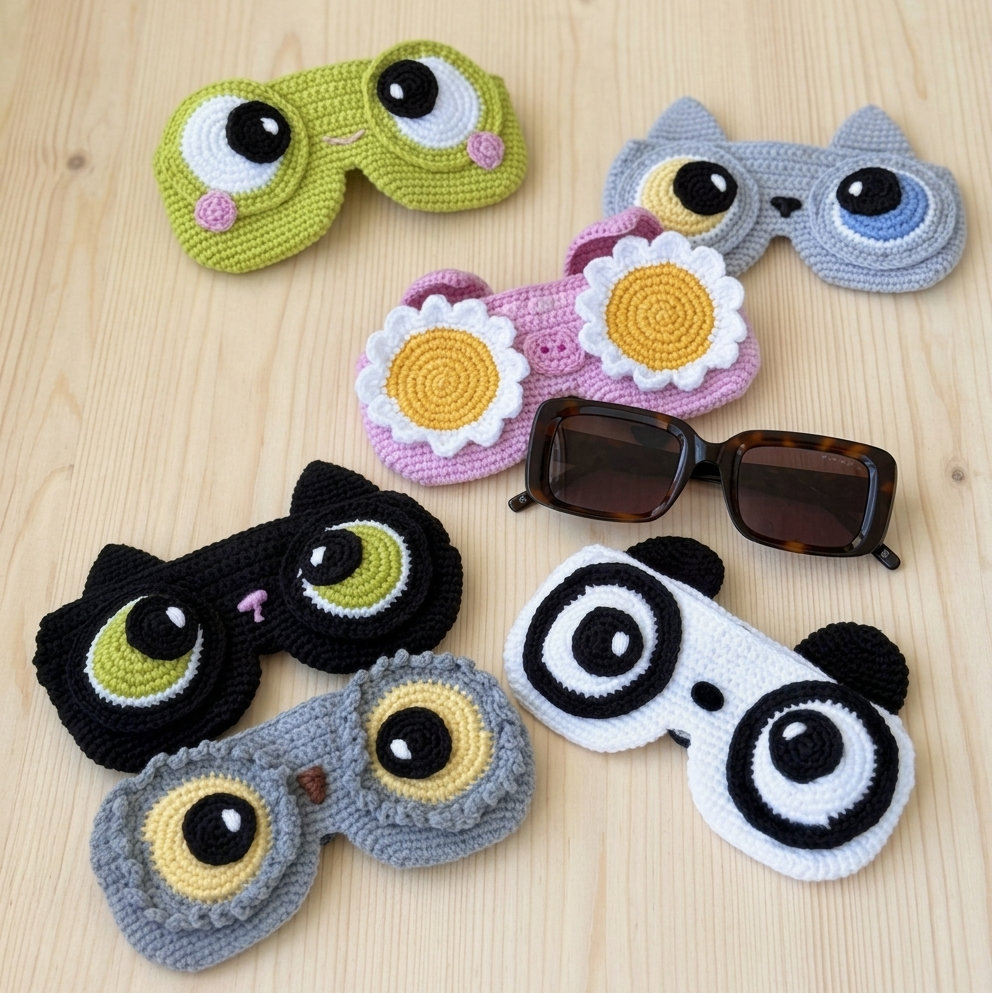 5 in 1 animal glasses case crochet pattern bundle