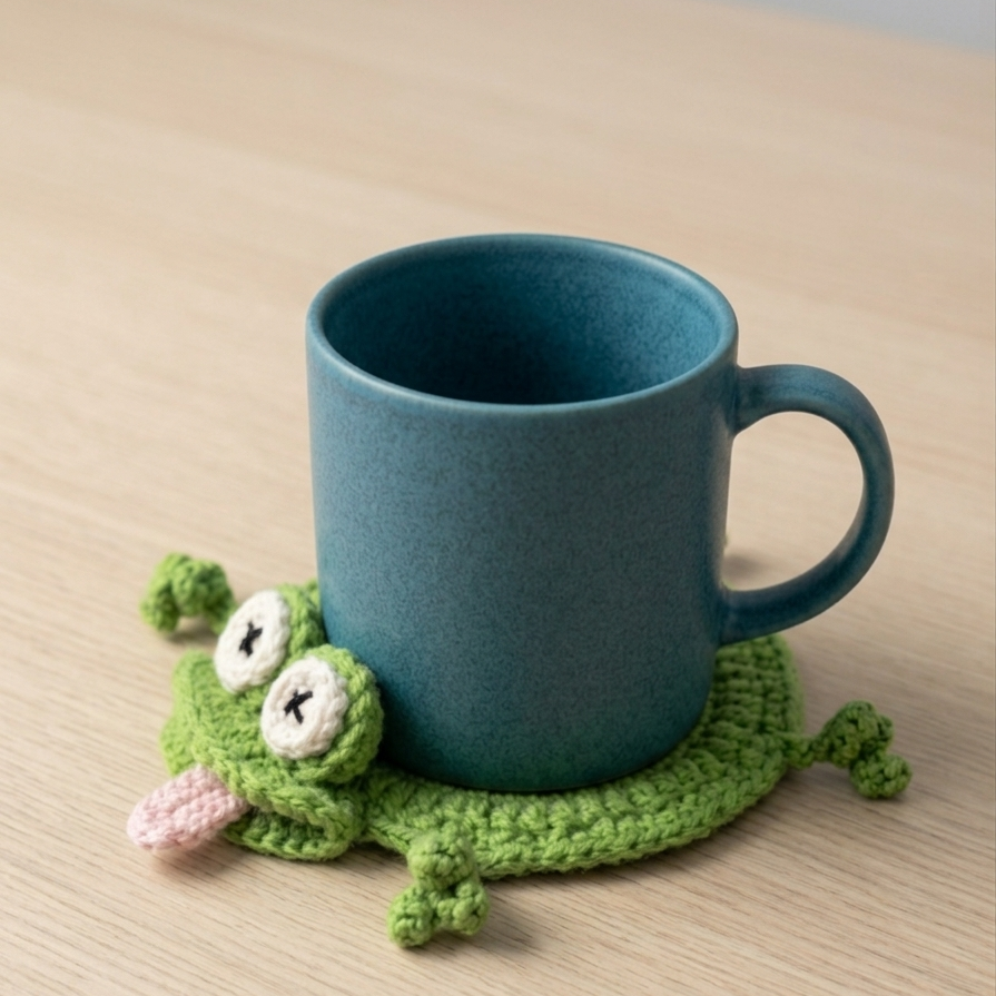 Handmade frog coaster crochet pattern PDF