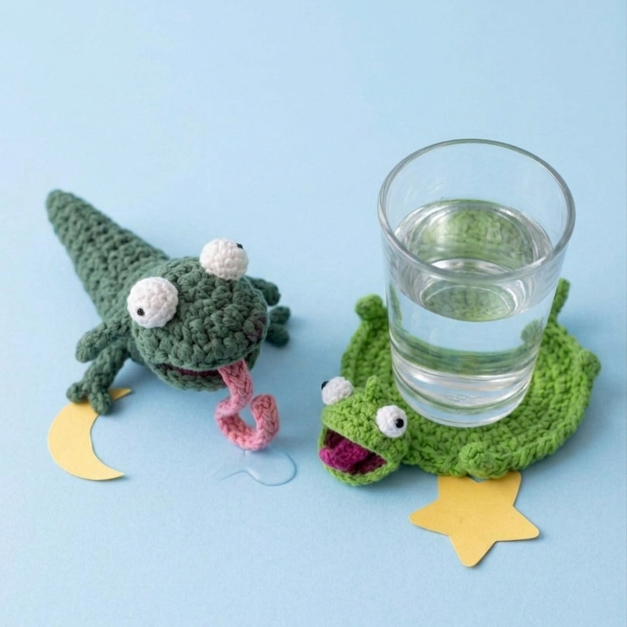 Funny meme lizard amigurumi crochet pattern for playful decor