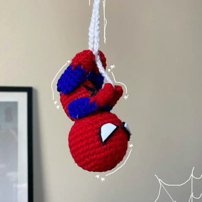 Handmade Spider-Man amigurumi car charm crochet decoration